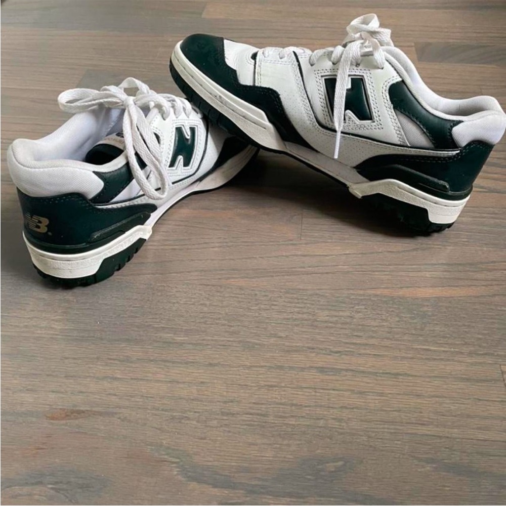 New Balance White and Green Retro Sneakers